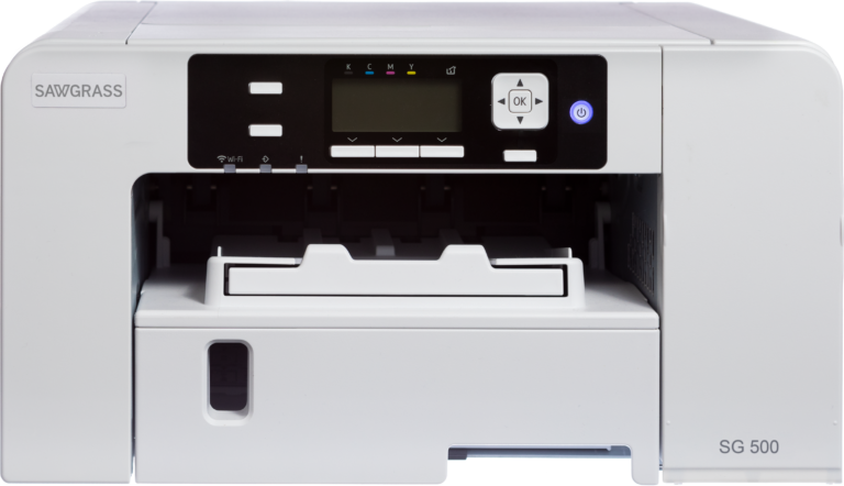 Sawgrass UHD Virtuoso SG500 Sublimation Printer, 15''x15'' Heat Press,  Inks, Blanks, Paper, Designs, Bundle, White